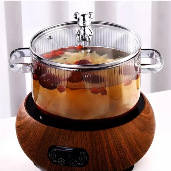 LITTLE HOMIE Glass Pots for Cooking on Stove with Lids 1.6L (54oz) - GlassPot Co - Picture 3 of 12